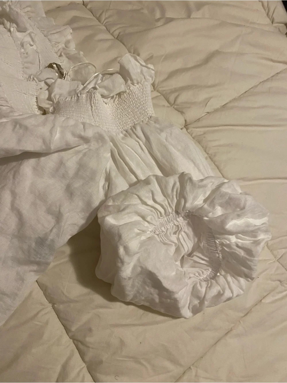 Banana Republic White Ruffled Off-Shoulder Blouse